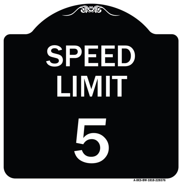 Speed Regulation Speed Limit 5 Mph Heavy-Gauge Aluminum Architectural Sign, 18" x 18", BW-1818-22876